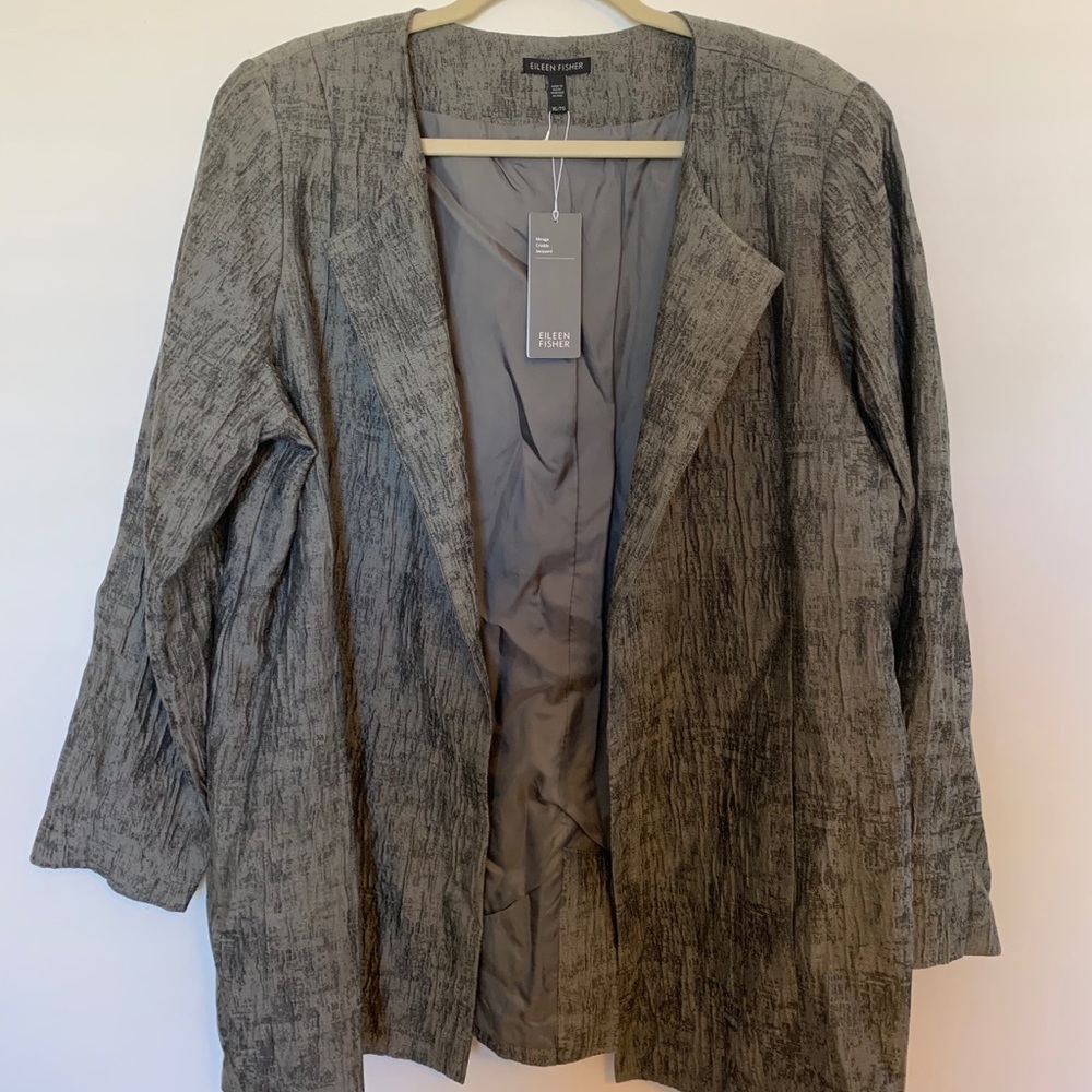 NWT Eileen Fisher Mirage Crinkle Jacquard Coat